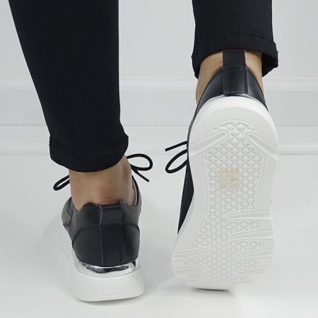 Sneakersi negri din piele naturala 5108 M7 [6]