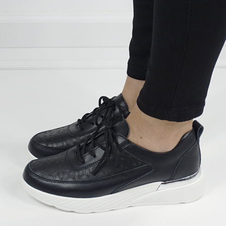 Sneakersi negri din piele naturala 5108 M7 [1]