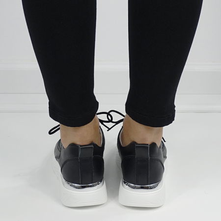 Sneakersi negri din piele naturala 5108 M7 [3]