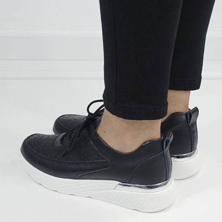 Sneakersi negri din piele naturala 5108 M7 [2]