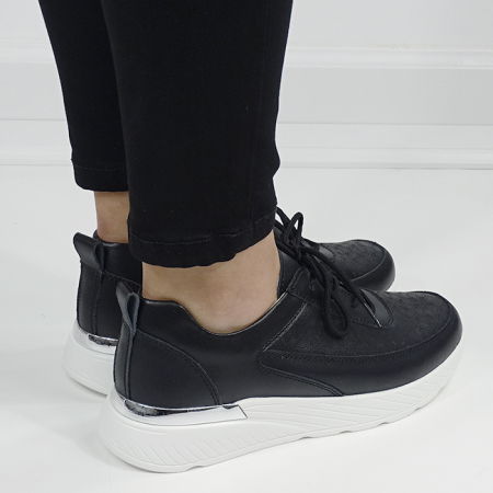 Sneakersi negri din piele naturala 5108 M7 [4]