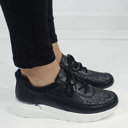 Sneakersi negri din piele naturala 5108 M7 [5]