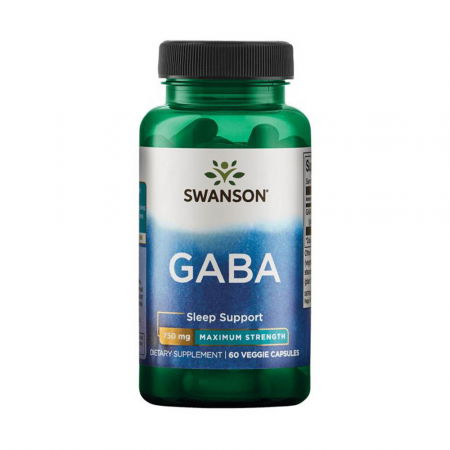 GABA, 750 mg Maximum Strength, Swanson, 60 capsule SWU676