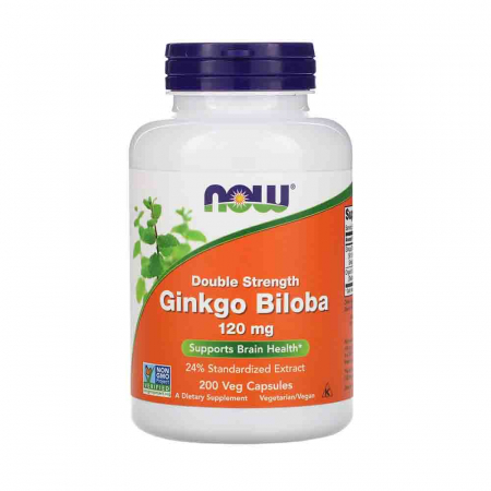 SANATATEA CREIERULUI - Now Foods, Ginkgo Biloba, Double Strength, 120 mg, 200 Veg Capsules