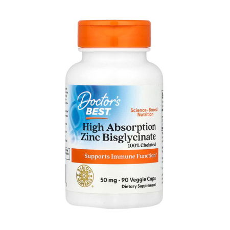 Doctor's Best - High Absorption Zinc Bisglycinate, 50 mg, Doctor's Best, 90 capsules
