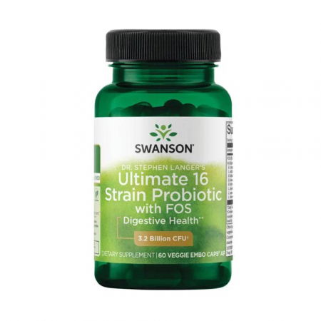 Ultimate 16 Strain Probiotic With FOS, 3.2 Billion CFU, Swanson, 60 capsule SWA051