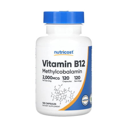 Nutricost - Vitamina B12 Metilcobalamină, 2000 mcg, Nutricost, 120 capsule