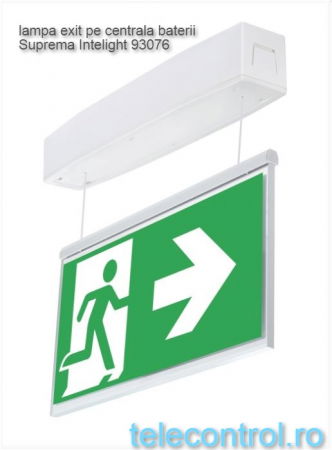 evacuare - Lampa EXIT 2 fete pentru centrala de baterii, aparenta coborata pe sufe, 5W, test prin centrala baterii, IP54, Intelight 93076