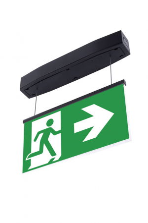 evacuare - Lampa EXIT 2 fete pentru centrala de baterii, aparenta coborata pe sufe, 5W, test prin centrala baterii, IP54, Intelight 94598