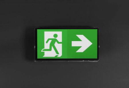 evacuare - Lampa exit IP65, aparenta, 1h, 3.5W, nementinut, test automat, lentile spatii deschise, Intelight 93625