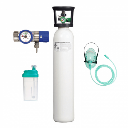 Aparatura Medicala - Set Oxigenoterapie cu butelie oxigen medical 3 litri, reductor de presiune, umidificator & masca