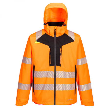 Jachete reflectorizante (HI-VIS) - DX466, Jachetă HI-VIS 4-in-1, cu glugă detașabilă, din poliester cu membrană PU, 160 g/mp, căptușeală termică 220 g/mp