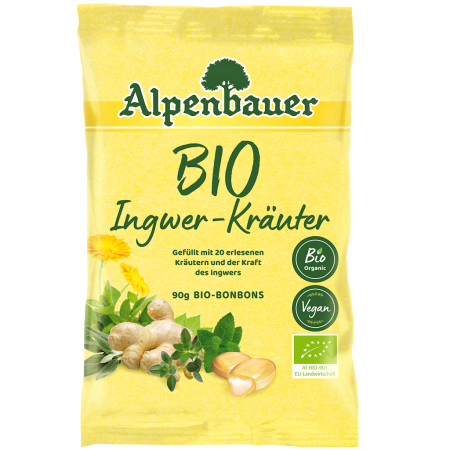 Fructe uscate - BOMBOANE CU GHIMBIR SI EXTRACT DE PLANTE NATURALE ECO 90GR ALPENBAUER