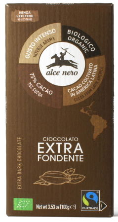 CIOCOLATA ECO 75% CACAO  100 GR ALCE NERO