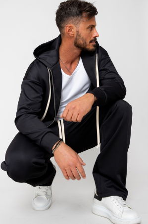 BARBATI - Set Loren Jacheta cu fermoar si Pantalon lung Black