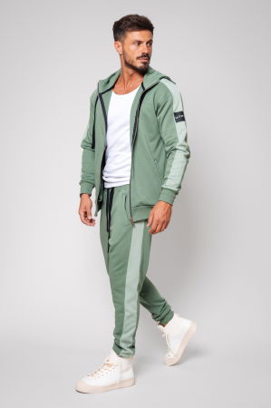 BARBATI - Set Rock Duo hanorac cu fermoar si pantalon conic Dark Olive