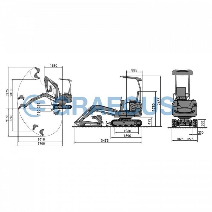 EB21-PRO – Miniexcavator 2.1 T cu Braț Lateral, Motor Kubota și Cupă 400 mm [4]