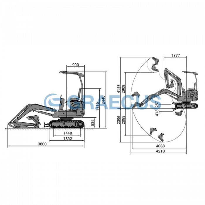 EB24-PRO – Miniexcavator 2.4 T cu Braț Lateral, Motor Kubota 19 CP, Cupă 400 mm [3]