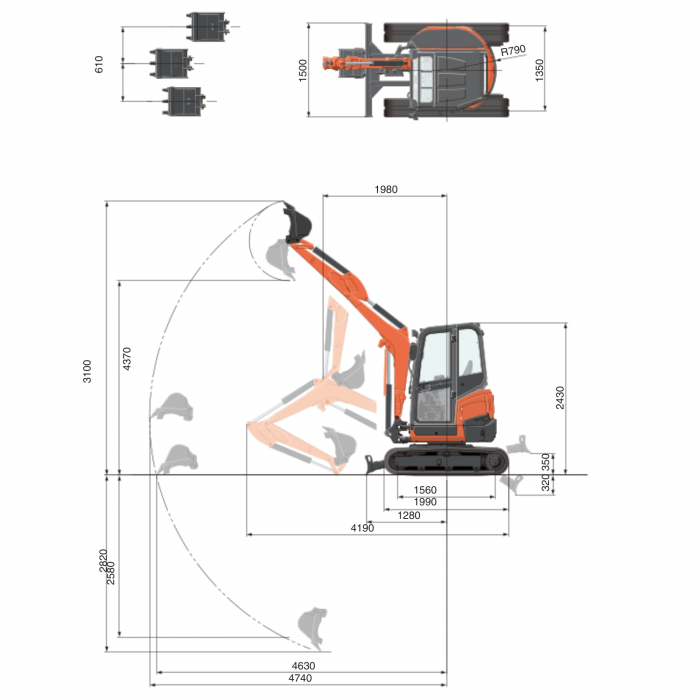Miniexcavator Kubota U27-4 – 21 CP, 2.6T, diesel compact [6]
