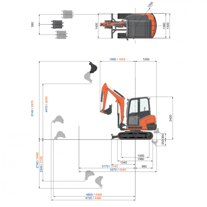 Miniexcavator Kubota KX027-4 – 26 CP, 2.7T, motor diesel [9]