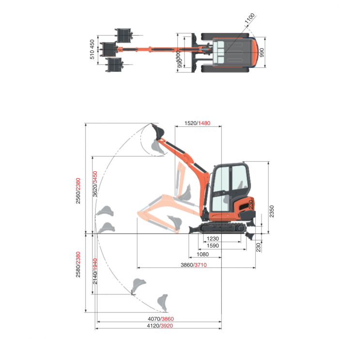 Miniexcavator Kubota KX019-4 – 15.7 CP, 1.8 T, diesel compact [4]