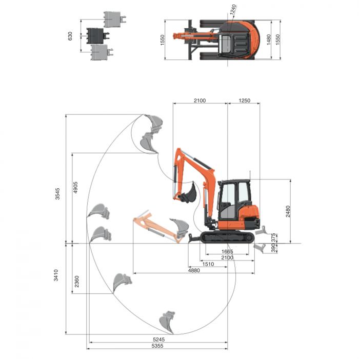 Miniexcavator Kubota KX037-4 – 24.2 CP, 3.5T, diesel compact [8]