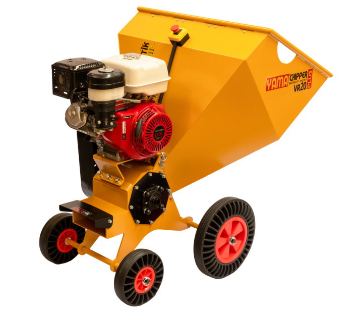 YAMACHIPPER VR20 – Tocător crengi 13 CP Honda GX390, evacuare la sol, cuțite duble și contra‑cuțit, tăiere crengi până la 100 mm [1]