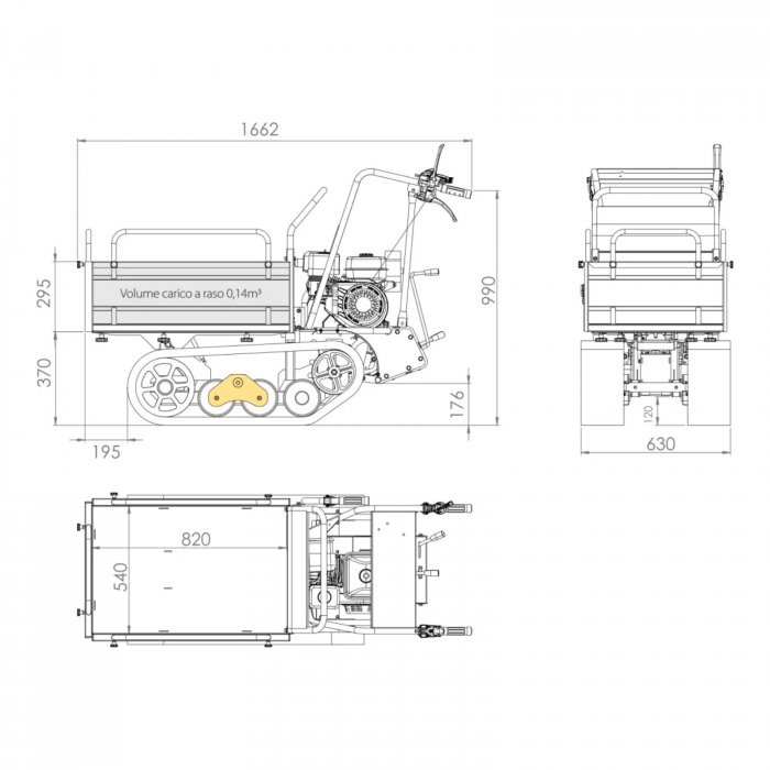 Transportor senilat Colmac Tucano 550M G212, motor Loncin, 500 kg – Fabricat în Italia [8]