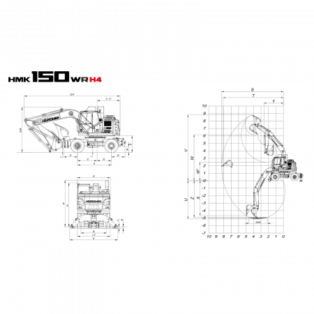HMK 150 WR – Excavator Compact pe Roți, Motor Deutz 141 CP, Cupă 0,6 m³, Sistem Hidraulic 2×160 L/min [4]