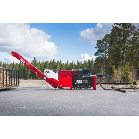 Japa 395 E – linie tăiere-despicare electrică cu motor 10 kW și pană 12,5 tone [19]