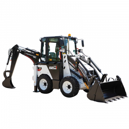 Prelucrarea solului - Mini Buldoexcavator cu roti Hidromek, 5 tone, motor Kubota 65 cp, AC, HMK 62 SS