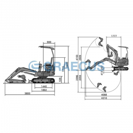 EB24-PRO – Miniexcavator 2.4 T cu Braț Lateral, Motor Kubota 19 CP, Cupă 400 mm [2]