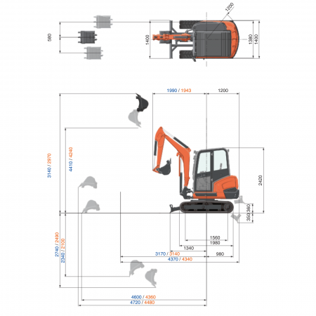 Miniexcavator Kubota KX027-4 – 26 CP, 2.7T, motor diesel [8]