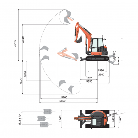 Miniexcavator Kubota U50-5 – 40.4 CP, 4.8T, diesel compact [4]