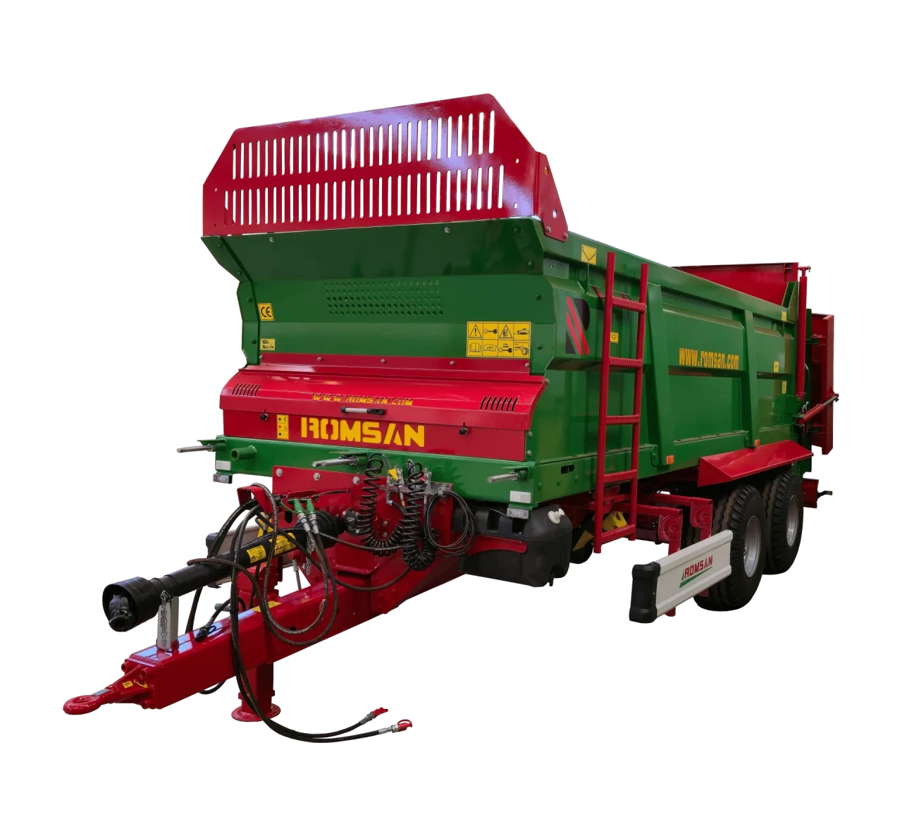 Remorcă de împrăștiat gunoi 8 t – tandem, benă 7 m³, hidraulică și PTO [1]