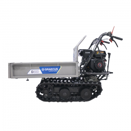 Dumpere si roabe - Transportor dumper senilat, 6.5 CP, 300kg, basculare mecanica, Graecus D300