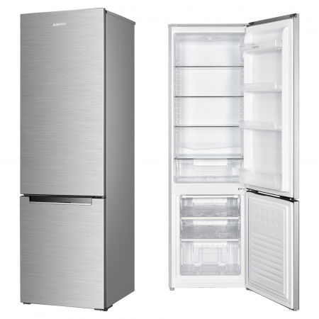 Combina Frigorifică Albatros CFX343E Inox – 280L, 4 Rafturi Sticlă, 3 Sertare Congelator, Clasa Energetică E, Dezghețare Automată, Uși Reversibile, Lumina LED, Picioare Reglabile