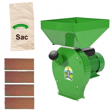 ZOOTEHNIE - Moara pentru cereale Micul Fermier 3.9 KW, 270 kg/ora, cuva mare 10 kg, sac, GF-0063-S001- G02