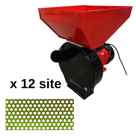 ZOOTEHNIE - Pachet - Moara electrica pentru cereale, productie 240kg/h, 3.9 kW, YAMAMOTO YM3900 + 12 site