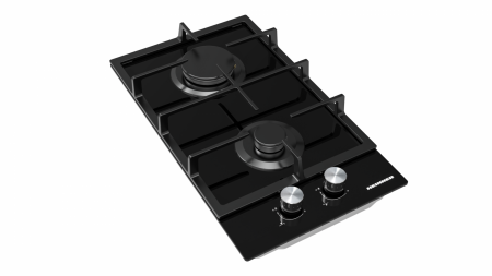 Plita incorporabila Heinner HBH-M302FGBK, 2 arzatoare, Gratar fonta, Aprindere electrica, Dispozitiv de siguranta, 30 cm, Neagra