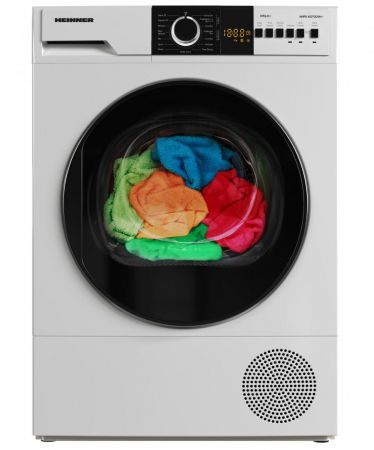 Uscător Heinner HHPD-V10T2CHA++, Pompa de caldura, 10 kg, Clasa A++, 15 programe, Display LED, Usa reversibila, Lumina cuva, Alb