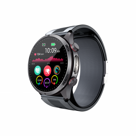iSEN - Smartwatch iSEN S26 Negru, 2.06" AMOLED, Tensiometru cu pompa si airbag, ECG, Monitorizare glicemie, oxigen, temperatura si somn, Moduri sport, Apel BT, Control muzica, Prognoza meteo, NFC, 530mAh