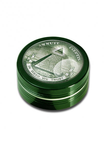Grinder metalic 'Black Leaf' In Weed We Trust, 2 Parti, Ø50mm [1]