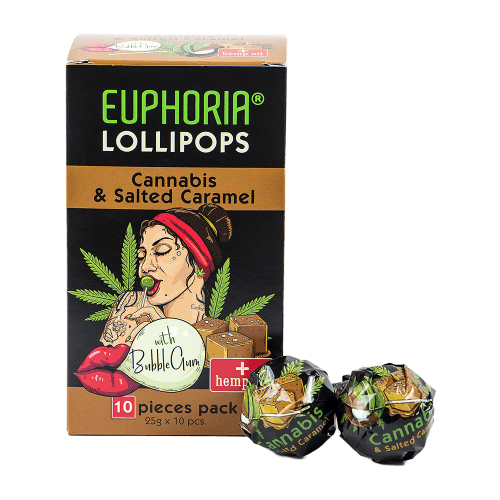 Acadele cu aroma de canabis, Euphoria, Salted Caramel, 1 buc [1]