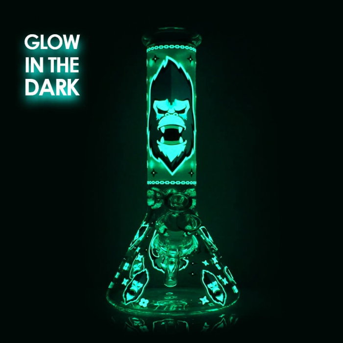Bong sticla, Black Sheep, Glow Dark Red Gorilla, Triple Glass, 25cm [2]