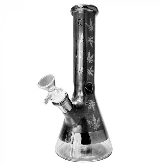 Bong sticla, Black Sheep, Weed Leaves Gri, 25cm [1]
