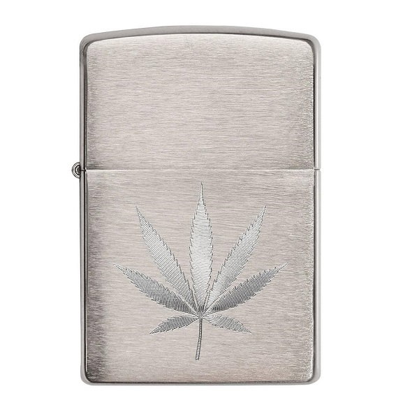 Bricheta originala Zippo, Cannabis Design Brushed Chrome Engraved [1]