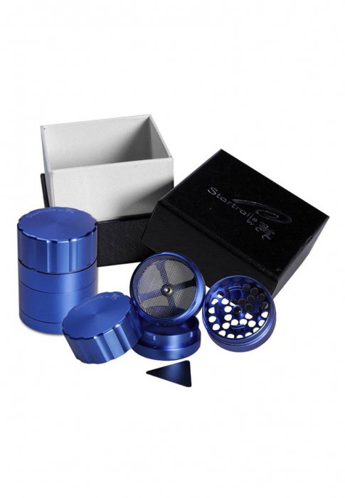 Grinder metalic 'Black Leaf' Startrails, Albastru, 4 parti, Ø42mm [1]
