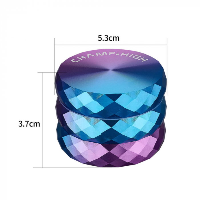 Grinder metalic Champ-High, 3 Parti, Duo-Color, Ø53mm [3]