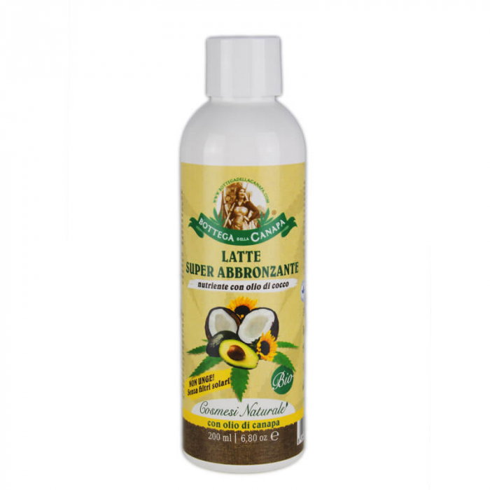 Lapte de corp organic pentru bronzat, cu ulei de cocos si canepa, 200ml [1]